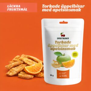 Torkade äppelbitar med apelsinsmak