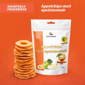 Äppelchips utan skal med apelsinsmak